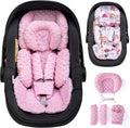 Infant Insert with Extra Headrest & Shoulder Pads, Baby Car Seat Head Neck Body Support, 2-in-1 Reversible Baby Car Seat Cuhsion for Girls Boys, Newborn Carseat Head Support for Stroller, Swing