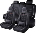 Full Set Seat Cover for Toyota Highlander 2001-2025, Waterproof Durable Premium Leather Car Seat Protector, Comfortable Anti-Slip Stylish Sport Seat Cover(5 Seats Luxury,Black White)