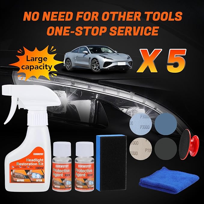 Headlight Restoration Kit Headlight Cleaner Head Light Cleaner Removing Yellowing Oxidized Headlamp Restoration Kit Headlight Polishing Kit Headlight Lens Restorer for Car