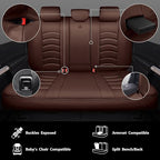CAR PASS 3D Foam PU Leather Car Seat Covers, Universal Seat Covers Full Sets for Trucks SUV Sedan Automotive Seat Covers Armrest Airbag Compatible Waterproof Comfortable Faux Nappa Leather All Brown