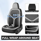 FLORICH Car Seat Covers Full Set, Universal Seat Cover 5 Seats, Automotive Seat Covers with Mesh Leather, Waterproof Car Seat Protector, Breathable Car Seat Cushion for Most Car SUV Truck, Gray