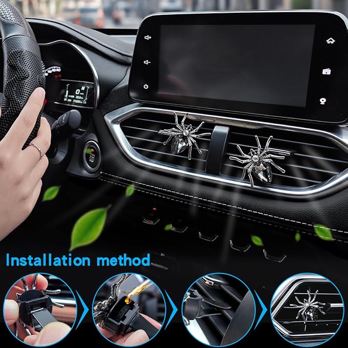 Mlulixis 2 Pack Luxury Car Vent Clips Air Freshener Exaggerate Spider Air Fresheners for Car Vent Accessories Aesthetic Cool Car Accessories