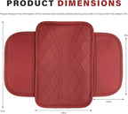 Car Center Console Cover, Leather Auto Armrest Cushion Pad with Two Storage Pockets, Waterproof Arm Rest Box Mat Protective Cover for Sedan SUV Truck, Car Accessories (Red)