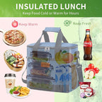 Iknoe Large Cooler Bag Collapsible 24 Can Insulated Bags Leakproof Lunch Cooler Tote with Multi-Pockets for Adult Insulated Thermal Bag for Beach, Picnic, Office Work(Blue)