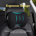 Super Cozy Car Headrest Pillow, 100% Memory Foam Car Neck Pillow with Adjustable Strap & Breathable Removable Cover, Ergonomic Design - Travel Pillow Car Pillow for Neck/Back Pain Relief(Black, 1PC)