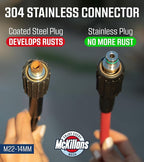 McKillans® Pressure Washer Hose 50 ft - Flexible & Kink-resistant - Steel-Braided & Durable- M22-14mm Stainless Steel Plug - Power Washer Hose - High Pressure 1/4" Inner Diameter - Long 50 ft Reach