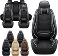 Leather Car Seat Covers Fit for Toyota Camry Solara 2004-2008, 5 Seater Car Seat Cover, Premium Waterproof, Scratch Resistant Car Interior Accessories (Full Set with Pillow Black White)