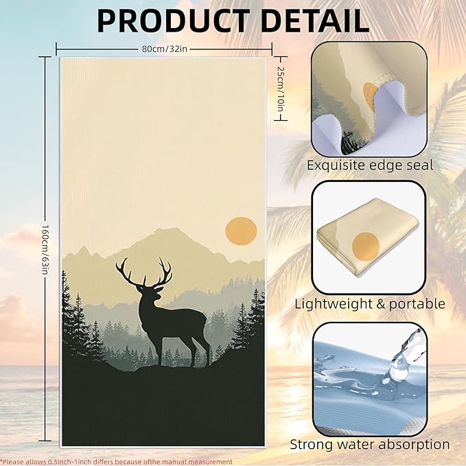 2 Pack Car Towel Seat Covers with Storage Bag, Multifunctional Towel for Gym Outdoor Sport, Picnic, Beach, Pet Dog Travel,Non-Slip Washable Car Seat Protector (Elk and The Sun)