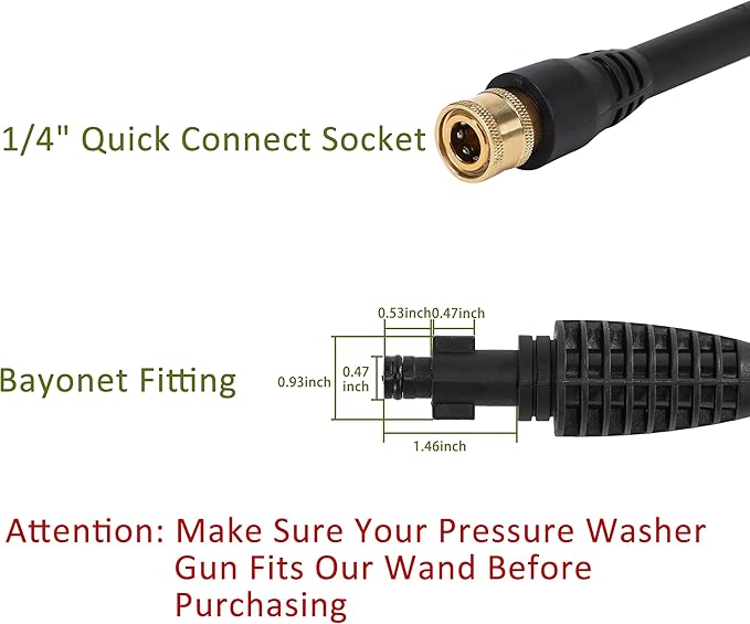 PWACCS Pressure Washer Accessories Kit – 16 Inch Power Washer Replacement Wand with 5 Spray Tips and Turbo Nozzle – Compatible with Ryobi, Portland, Husky Black