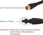 PWACCS Pressure Washer Gun Adapter Kit – Power Washer Gun Fittings with 1/4" Quick Connect Socket – 5 Spray Nozzles Include – Compatible with Ryobi, Powerclean, Portland and Husky