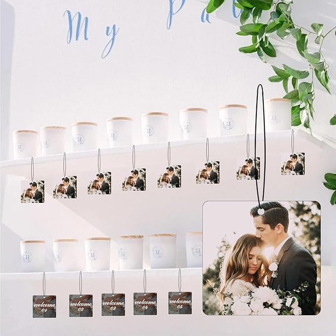 Custom Car Air Fresheners Bulk 10–100 PCS, Personalized Double-Sided with Photo Text Logo, Wholesale Auto Air Freshener for Wedding Party Business Promotion Gifts (Personalized, 10PCS-Square)