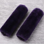 OGLAND 2 Pack Natural Fur Comfort Auto Authentic Sheepskin Car Seat Belt Pads for Adults, Soft Texture Shoulder Neck Cushion Pad Protector, Genuine Australia Merino Wool Cover (Lilac)