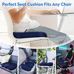 Seat Cushion, Office Chair Cushions, Car Seat Cushion, Non-Slip Sciatica & Back Coccyx Pain Relief Chair Pad, Memory Foam Pillow for Computer Desk, Wheelchair, Driving Large Size (Blue)