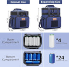 HSHRISH Lunch Box for Men, Expandable Insulated Large Lunch Bag, Heavy Duty Waterproof Leakproof Tactical Cooler Bag for Men Work Outdoor Picnic Day Trips, 24 Can/16 L, Blue
