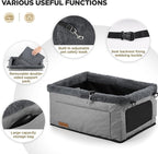 Upgrade Dog Booster Seat for Small Dogs,Small Dog Car Seat with Sturdy Metal Frame and Waterproof Leather Material for Small Pets up 20 lbs,Portable Travel Carrier with Storage Pocket
