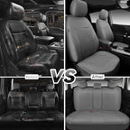 CAR PASS Quilting Faux Leather Seat Covers Full Set, Waterproof Deluxe PU Premium Auto Seat Cover, Breathable Seat Covers Universal Fit for Most Sedan SUV Van Small Truck, Airbag Compatible All Gray
