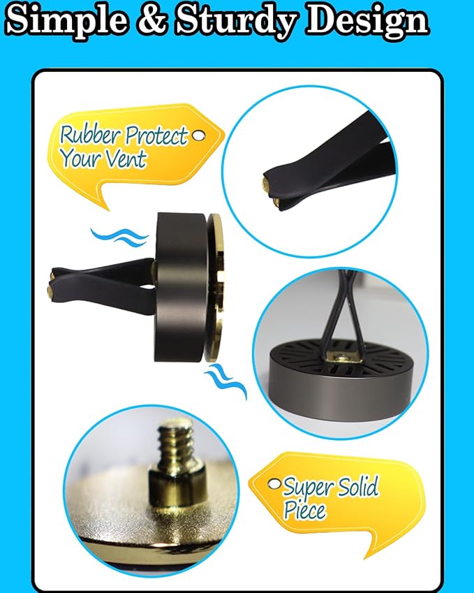 Hebrew Shin Car Vent Clip Air Freshener - Essential Oil Diffuser Refillable with 1 DIY Unscented Pads for Car Jewish Hanukkah Gifts Blue 1.57”