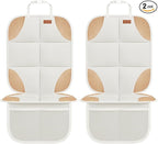 SMART ELF Car Seat Protector, 2Pack Seat Protector Protect Child Seats with Thickest Padding and Non-Slip Backing Mesh Pockets for Baby and Pet,Sedan SUV Truck (Beige Brown)