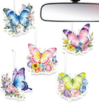 Butterfly Car Air Fresheners,5-Pack Floral Scents Cute Car Accessories,Funny Hanging Ornament Decor for Rearview Mirror,Long-Lasting Fresh Gifts for Women,Girls,Coworkers,Teacher & Nurse