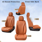 Coverado Brown Seat Covers Full Set, Luxury Leather Seat Covers for Cars, Automotive Seat Covers, Waterproof Car Seat Protector, Front and Back Car Seat Cushions Universal Fit for Most Cars