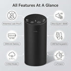 Car Diffuser, Waterless Essential Oil Diffuser with 2000mAh Battery & Timer, Adjustable Mist Cordless Aromatherapy for Car, Portable Air Freshener with Premium Aluminum Alloy & Type-C Charging (Black)