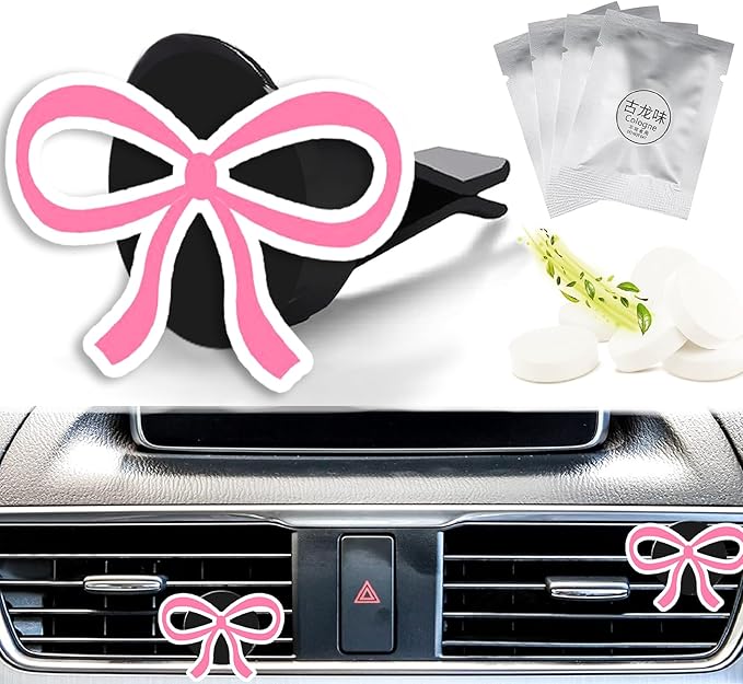 Cute Car Air Freshener Clips Bow Car Vent Clips Bow Cars Scents Cologne Air Conditioner Clip Auto Vent Interior Decoration Cars Accessories Bows Gifts for Men Women,Friends