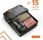 ZONETECH Durable Roof Top Waterproof Cargo Bag -Classic Black 15 Cubic Feet Premium Quality Universal Waterproof Fold-able Leak Proof Traveling Roof Top Car Bag