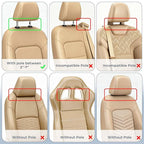 Yoocaa Adjustable Car Headrest Pillow, Road Pal Headrest, U-Shaped Travel Sleeping Pillow for Kids & Adults, Head Neck Support Only Suitable for Car Seat Headrest with Poles, Khaki