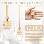 12 Pcs Star Shaped Car Fragrance Diffuser Bottle Bulk - Appreciation Gifts Set Hanging Glass Diffusers with Inspirational Message for Coworker Teacher Staff Thank You Gift (Thank You)