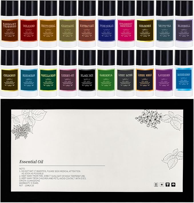 Car Air Freshener Refill Cologne Aromatherapy Oil 20 PCS, Essential Oils Mixed Fragrance Set for Car Diffusers (No Diffuser Included)