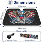 GENANY Eagle Windshield Sun Shade for Car SUV Truck (55x30 Inches), Patriotic Sun Shade Windshield, Shades for Front Windows, Protector Blocks UV, Car Decor
