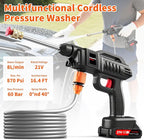 Papasbox Cordless Pressure Washer with Foam Cannon, 60 Bar 1500W High Pressure Washer, 2×2.0Ah Batteries & 5m Hose, Portable Power Washer for Car Cleaning, Home, Garden, and Outdoor Use
