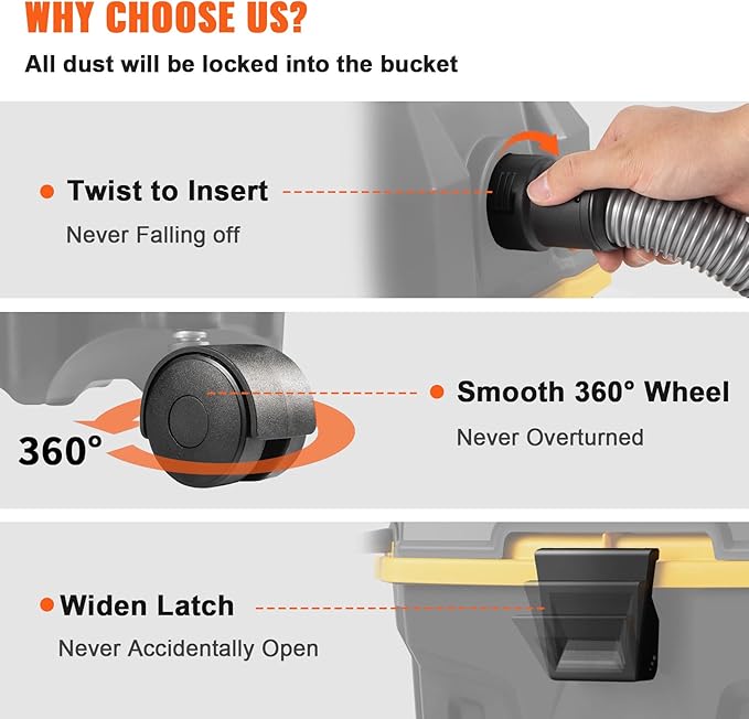 VEVOR 4 Gallon 5.0 Peak HP Wet and Dry Shop Vac， Portable Shop Vacuum and Blower 3-in-1 with Filter, Hose and Attachments for Home and Car Cleaning Black