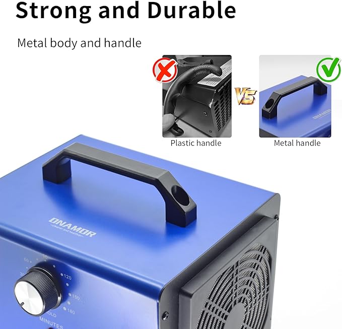 ONAMOR Ozone Generator 80000mg, Ozone Machine Odor Removal, Ozone Ionizer Deodorizer, High Efficiency Ozone Odor Eliminator for Home, Car, Smoke, Basement and Pet Room, Blue