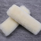 OGLAND 2 Pack Natural Fur Comfort Auto Authentic Sheepskin Car Seat Belt Pads for Adults, Soft Texture Shoulder Neck Cushion Pad Protector, Genuine Australia Merino Wool Cover (Cream White)