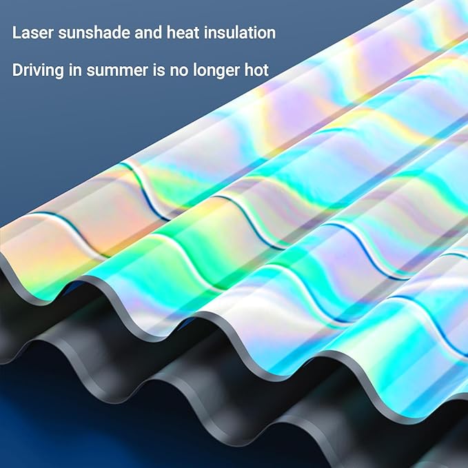 Car Windshield Sun Shade with Storage Pouch, Foldable Laser Titanium Silver Front Window Shield Blocker Screen Visor Protector Cover, Keep Interior Cool, Universal Fit for Car,Truck,SUVs (S)