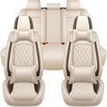 Car Seat Covers Compatible with Toyota Camry 1999-2026 Durable Waterproof Automotive Seat Covers Stretchable Fabric Material, Airbag Compatibility, Nappa Leather(Full Set with Pillow, Beige Brown)