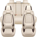 Car Seat Covers Compatible with Toyota Camry 1999-2026 Durable Waterproof Automotive Seat Covers Stretchable Fabric Material, Airbag Compatibility, Nappa Leather(Full Set with Pillow, Beige Brown)