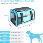 YUNIQUE Soft-Sided Cat & Dog Carrier for Pets Up to 15 Lbs, Airline Approved Collapsible Travel Puppy Carrier with Lightweight Fabric Design (Blue)