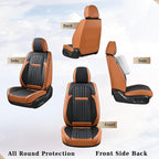 Coverado Car Seat Covers Front, Seat Covers for Cars, Waterproof 2-Pack Car Seat Cushions, Leather Carseat Seat Protectors, Universal Seat Covers Fit for Most Sedans SUV Pick-up Trucks(Brown&Black)