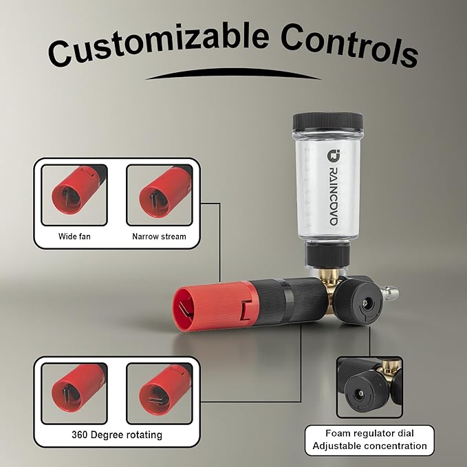 Pure Pro Foam Cannon for Pressure Washer, Adjustable Nozzle with 1/4” Quick Connector, Power Washer Soap Cannon for Car Detail, Additional 1.1mm Orifice Nozzle