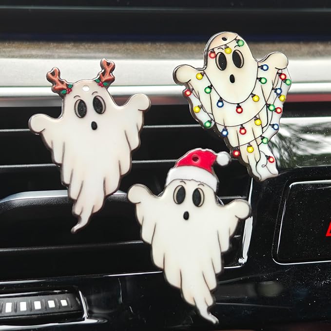 Halloween Ghost Car Diffuser Vent Clip - Cute Interior Decor for Women (3 Pcs)