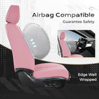 Coverado Car Seat Covers Front Seats, Seat Covers for Cars, Car Seat Protector, 2-Pack Car Seat Cushion Nappa Leather, Waterproof Seat Covers Carseat Cover Universal Fit for Most Cars Trucks(Pink)