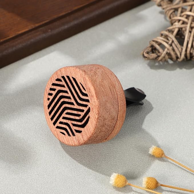 PartyKindom Car Aromatherapy Device - Wooden Aroma Diffuser Clip for Essential Oils Compact Air Freshener for Car Vent Elegant Design