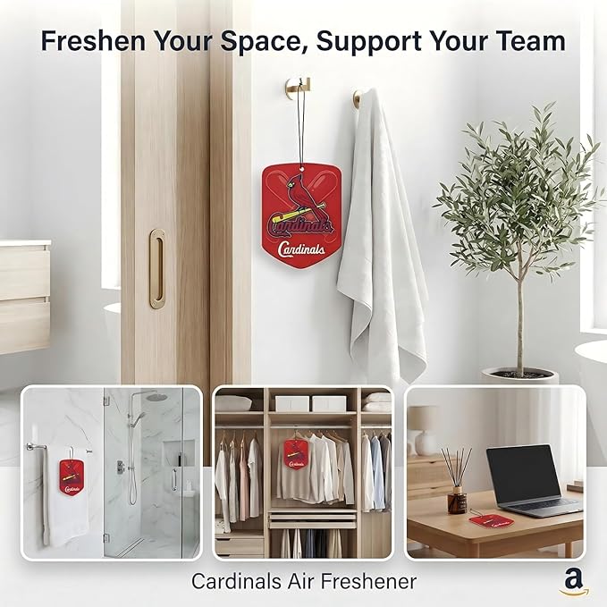 MLB St. Louis Cardinals Car Air Freshener - Team Logo Scented Hanging Air Freshener, Red Shield Design with "Cardinals" Logo, Sports Fan Auto Fragrance for Cars, Trucks, Home (2 Pack)