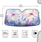 xigua Watercolor Dragonflies Car Windshield Sunshade Foldable Front Window Sun Visor Protector for Car,SUV,Truck - Keep Vehicle Cool,55 x 27.6 Inch