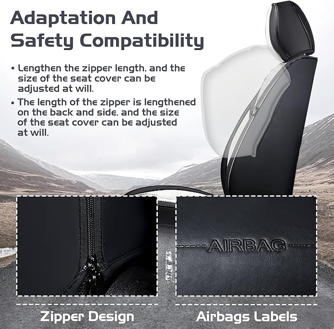 Truck Seat Covers for Ford F250 2011-2026, Waterproof Premium Leather Full Coverage Car Seat Cover, Muscle Sport Style Auto Interior Seat Cover Sets (Front Set/Black White)
