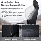 Truck Seat Covers for Ford F250 2011-2026, Waterproof Premium Leather Full Coverage Car Seat Cover, Muscle Sport Style Auto Interior Seat Cover Sets (Front Set/Black White)