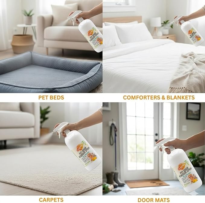 Pet Odor Eliminator – Dog & Cat Urine, Carpet Stains and Smells – Citrus Cleaner – Non-Toxic, Plant-Based Odor Neutralizer for Pet Beds, Carpets & Couches, USA Made (32oz)