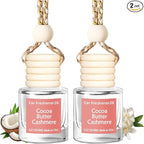 Hanging Car Air Freshener, Long Lasting Essential Oil Diffuser, Non-Toxic Cocoa Butter Cashmere Scent, Cute Car Fresheners for Women, 2 Pack Made in USA